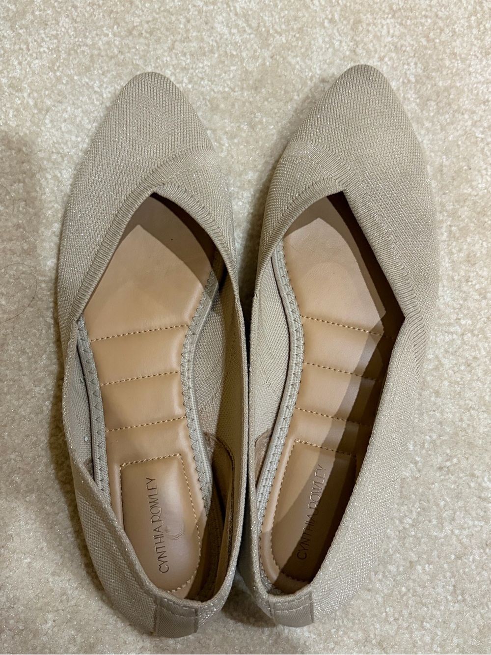 Cynthia Rowley Neutral Knit Pointed-Toe Flats